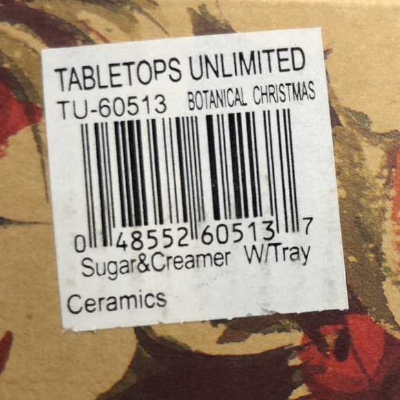 NWT Botanical Christmas Sugar & Creamer Set with Tray - Picture 14 of 14